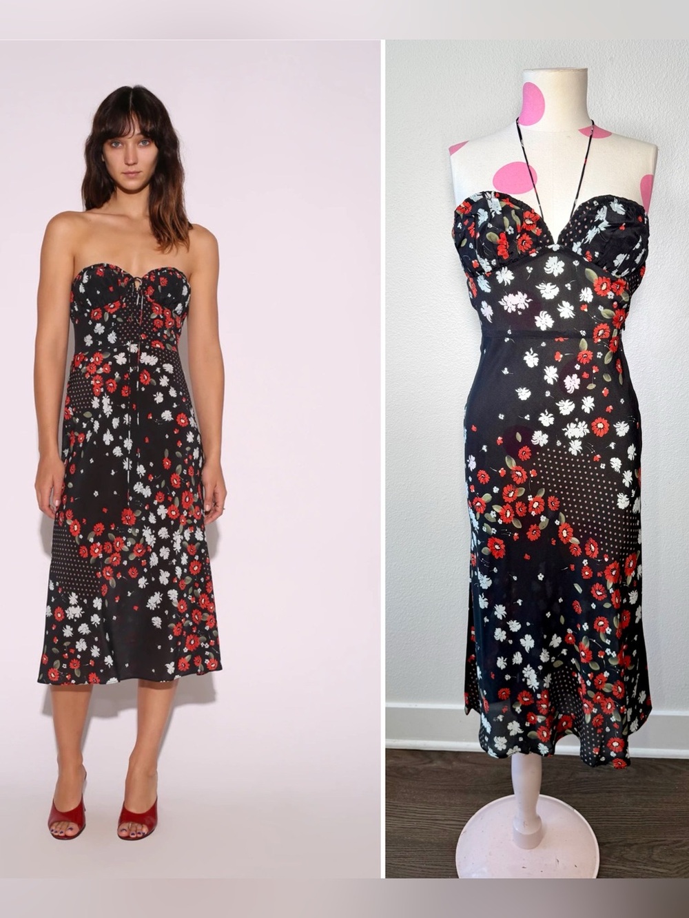 Realisation Par The Iris in Hypnotic Silk Sweetheart Midi Dress Size XS